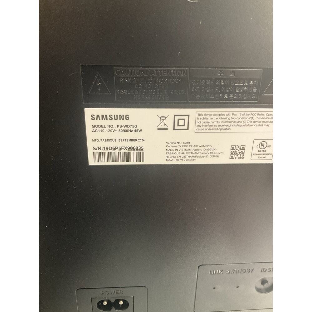 Samsung Replacement Subwoofer PS-WD75G for HW-B73CD B-Series Soundbar - Picture 5 of 5